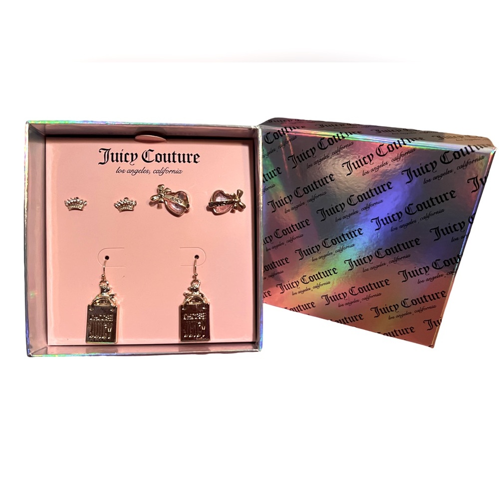 Juicy Couture  NWT Juicy Cherry Heart Tumbler  & Juicy Gold Rhinestone Earrings - Picture 6 of 10